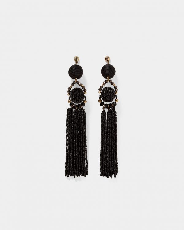 Boule Earrings Long in Onyx